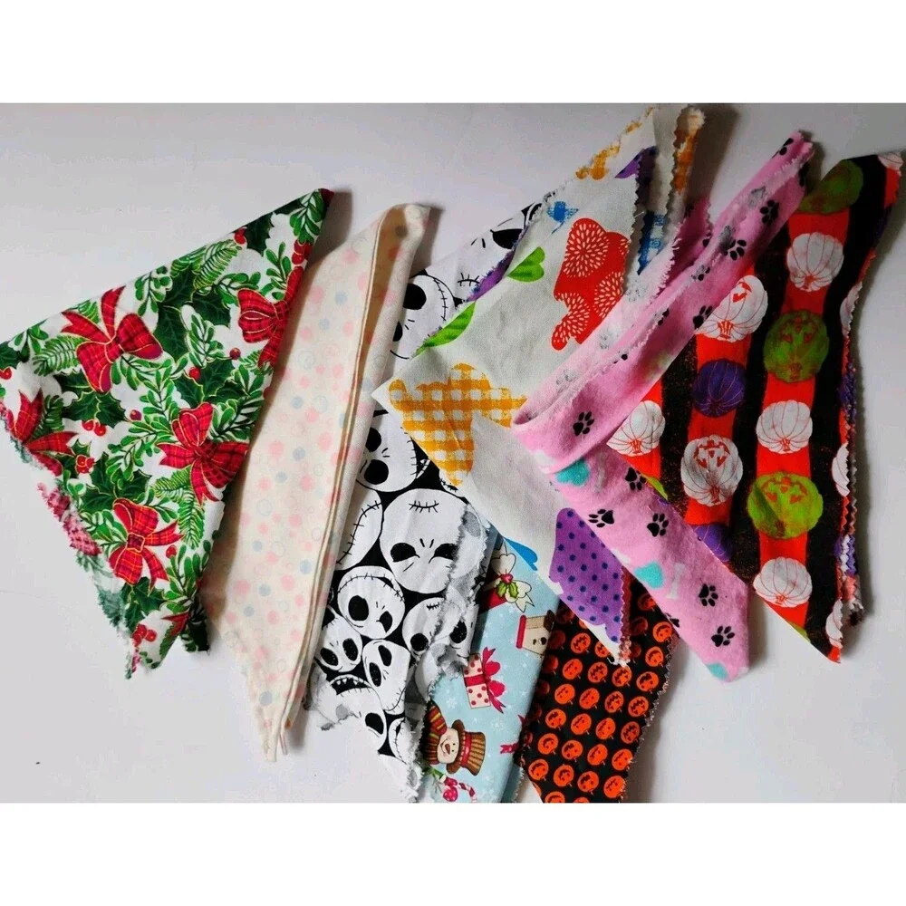 Destash Quilting Cotton Fabric Triangles Lot 8pc Holiday Character Crafts